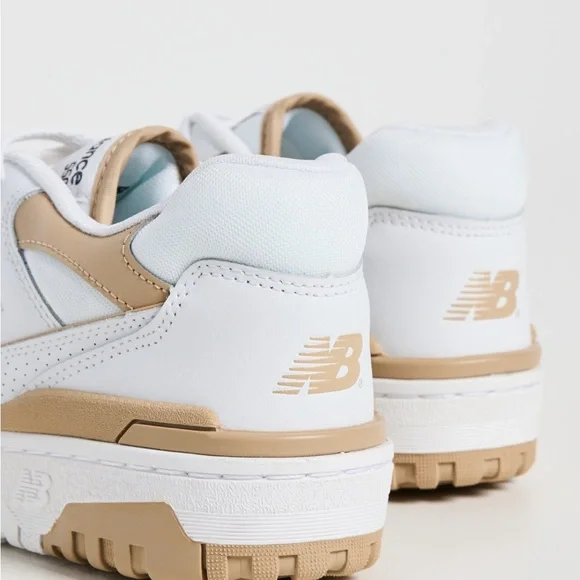 New Balance 550 Women's White and Tan Sneakers - Picture 3 of 5